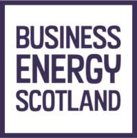 a text logo. a square in which the words Business Energy Scotland are.